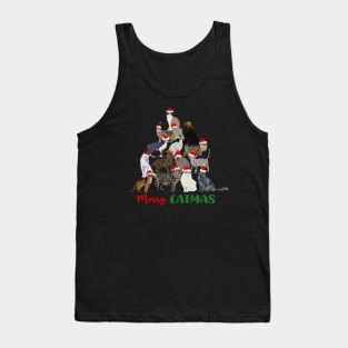 Funny Merry Catmas Christmas Cat Tree Tank Top